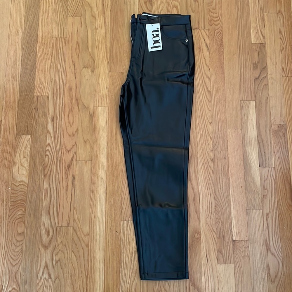 Faux leather mom pants